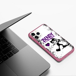 Чехол iPhone 11 Pro матовый HEART BENDY AND THE INK MACHINE, цвет: 3D-малиновый — фото 2