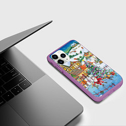 Чехол iPhone 11 Pro матовый САНТА КЛАУС НА ЛЬДУ, НОВЫЙ ГОД 2022 АРТ, цвет: 3D-фиолетовый — фото 2