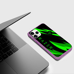 Чехол iPhone 11 Pro матовый RAZER GREEN, цвет: 3D-фиолетовый — фото 2