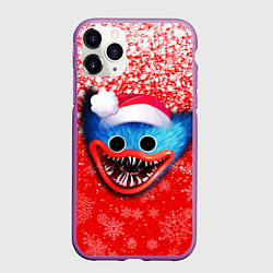 Чехол iPhone 11 Pro матовый POPPY PLAYTIME ХАГИ ВАГИ НОВОГОДНИЙ, СНЕЖИНКИ, цвет: 3D-фиолетовый