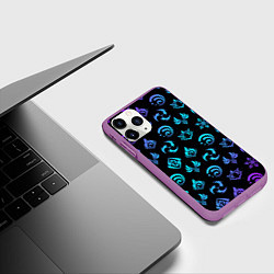 Чехол iPhone 11 Pro матовый NEON SYMBOL HERO GENSHIN IMPACT, цвет: 3D-фиолетовый — фото 2