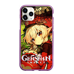 Чехол iPhone 11 Pro матовый Кли - искорка из Genshin Impact, цвет: 3D-фиолетовый