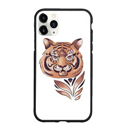 Чехол iPhone 11 Pro матовый Тигр, принт, цвет: 3D-черный