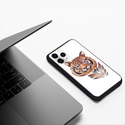 Чехол iPhone 11 Pro матовый Тигр, принт, цвет: 3D-черный — фото 2