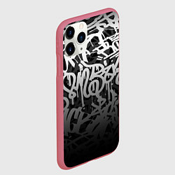 Чехол iPhone 11 Pro матовый GRAFFITI WHITE TAGS ГРАФФИТИ, цвет: 3D-малиновый — фото 2