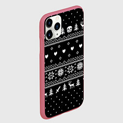 Чехол iPhone 11 Pro матовый НОВОГОДНИЙ СВИТЕР UNDERTALE SANS ЧЁРНЫЙ, цвет: 3D-малиновый — фото 2