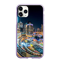 Чехол iPhone 11 Pro матовый Дубай Марина, цвет: 3D-светло-сиреневый
