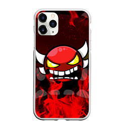 Чехол iPhone 11 Pro матовый GEOMETRY DASH RAGE SMLIE LEVELS RED FIRE