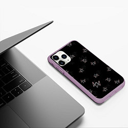 Чехол iPhone 11 Pro матовый WATCH DOGS GLITCH FOX LOGO, цвет: 3D-сиреневый — фото 2