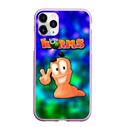 Чехол iPhone 11 Pro матовый Worms Червячки, цвет: 3D-розовый