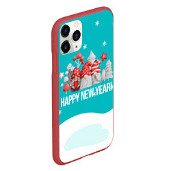 Чехол iPhone 11 Pro матовый Happy New Year Новогодние гномы, цвет: 3D-красный — фото 2