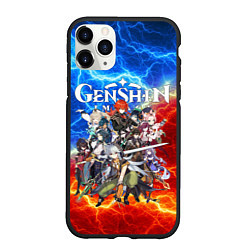 Чехол iPhone 11 Pro матовый HEROES GENSHIN IMPACT ОГНЕННЫЕ МОЛНИИ