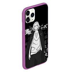 Чехол iPhone 11 Pro матовый MICKEY TOKYO REVENGERS ЧЁРНО БЕЛЫЙ, цвет: 3D-фиолетовый — фото 2