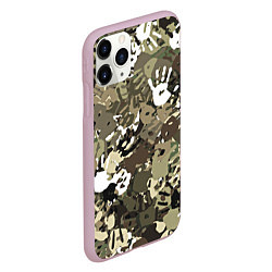 Чехол iPhone 11 Pro матовый Камуфляж с отпечатками рук, цвет: 3D-розовый — фото 2