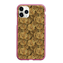 Чехол iPhone 11 Pro матовый Bitcoins, цвет: 3D-малиновый