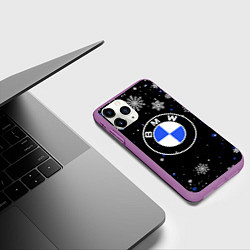 Чехол iPhone 11 Pro матовый НОВОГОДНИЙ БМВ НОВЫЙ ГОД BMW, цвет: 3D-фиолетовый — фото 2
