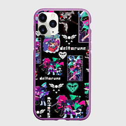 Чехол iPhone 11 Pro матовый DELTARUNE PATTERN ART ГЕРОИ ДЕЛЬТАРУН, цвет: 3D-фиолетовый