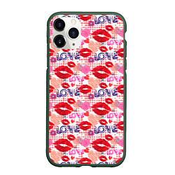 Чехол iPhone 11 Pro матовый LOVE поцелуи