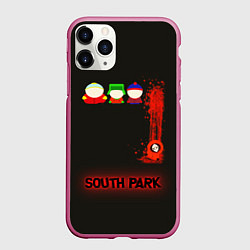 Чехол iPhone 11 Pro матовый Южный парк главные персонажи South Park, цвет: 3D-малиновый