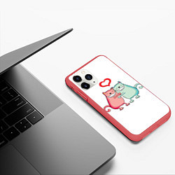 Чехол iPhone 11 Pro матовый Кошачья любовь, цвет: 3D-красный — фото 2