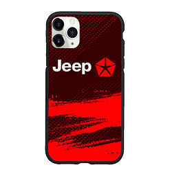 Чехол iPhone 11 Pro матовый JEEP Яркий, цвет: 3D-черный