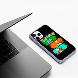 Чехол iPhone 11 Pro матовый Стартовые покемоны - Pokemon, цвет: 3D-светло-сиреневый — фото 2