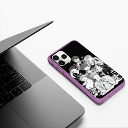 Чехол iPhone 11 Pro матовый BTS БТС под звездным небом, вот они слева направо, цвет: 3D-фиолетовый — фото 2