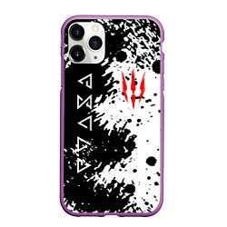 Чехол iPhone 11 Pro матовый The Witcher black & white, цвет: 3D-фиолетовый