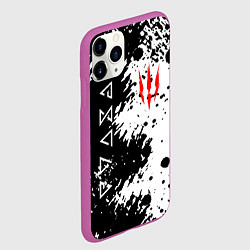 Чехол iPhone 11 Pro матовый The Witcher black & white, цвет: 3D-фиолетовый — фото 2