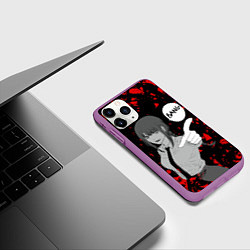 Чехол iPhone 11 Pro матовый Человек Бензопила Макима Стреляет Bang, цвет: 3D-фиолетовый — фото 2