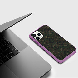 Чехол iPhone 11 Pro матовый Камуфляж: лесной, цвет: 3D-фиолетовый — фото 2