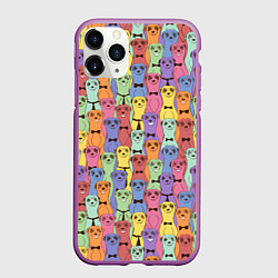 Чехол iPhone 11 Pro матовый Красочные Сурикаты, цвет: 3D-фиолетовый