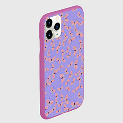 Чехол iPhone 11 Pro матовый Бабочки паттерн лиловый, цвет: 3D-фиолетовый — фото 2