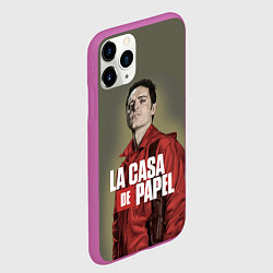 Чехол iPhone 11 Pro матовый БУМАЖНЫЙ ДОМ БЕРЛИН - LA CASA DE PAPEL, цвет: 3D-фиолетовый — фото 2