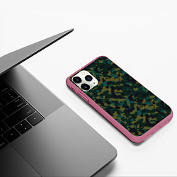 Чехол iPhone 11 Pro матовый Модный камуфляж с холстовой сеткой, цвет: 3D-малиновый — фото 2