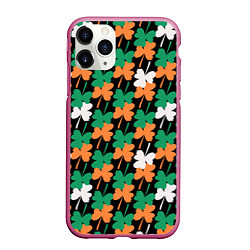 Чехол iPhone 11 Pro матовый Клевер в цветах Ирландского флага паттерн