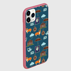 Чехол iPhone 11 Pro матовый Англия паттерн, цвет: 3D-малиновый — фото 2