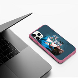 Чехол iPhone 11 Pro матовый ARCANE League Of Legends JINX надпись, цвет: 3D-малиновый — фото 2