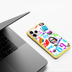 Чехол iPhone 11 Pro матовый 6IX9INE паттерн, цвет: 3D-желтый — фото 2