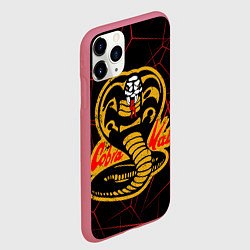 Чехол iPhone 11 Pro матовый Кобра кай и красный узор, цвет: 3D-малиновый — фото 2