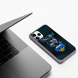 Чехол iPhone 11 Pro матовый Ворон Меха BRAWL STARS соты, цвет: 3D-серый — фото 2