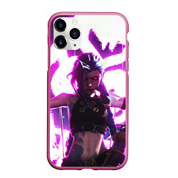 Чехол iPhone 11 Pro матовый Arcane League Of Legends JINX NEON, цвет: 3D-малиновый