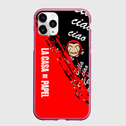 Чехол iPhone 11 Pro матовый La Casa de Papel bum bum ciao, цвет: 3D-малиновый