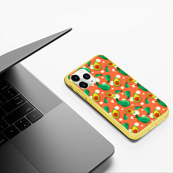 Чехол iPhone 11 Pro матовый Паттерн из авокадо, цвет: 3D-желтый — фото 2