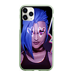 Чехол iPhone 11 Pro матовый Arcane League Of Legends Джинкс, цвет: 3D-салатовый