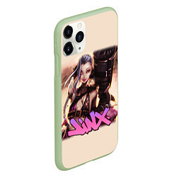 Чехол iPhone 11 Pro матовый League Of Legends Arcane ДЖИНКС ПОДМИГИВАЕТ, цвет: 3D-салатовый — фото 2