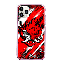 Чехол iPhone 11 Pro матовый SAMURAI CYBERPUNK 2077 RED AND WHITE