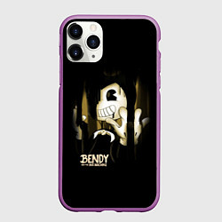 Чехол iPhone 11 Pro матовый Bendy And The Ink Machine подтеки, цвет: 3D-фиолетовый