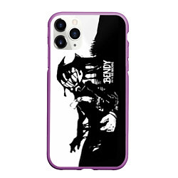 Чехол iPhone 11 Pro матовый Bendy and the Ink Machine ЧБ, цвет: 3D-фиолетовый