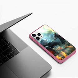 Чехол iPhone 11 Pro матовый God of War Fighting, цвет: 3D-малиновый — фото 2